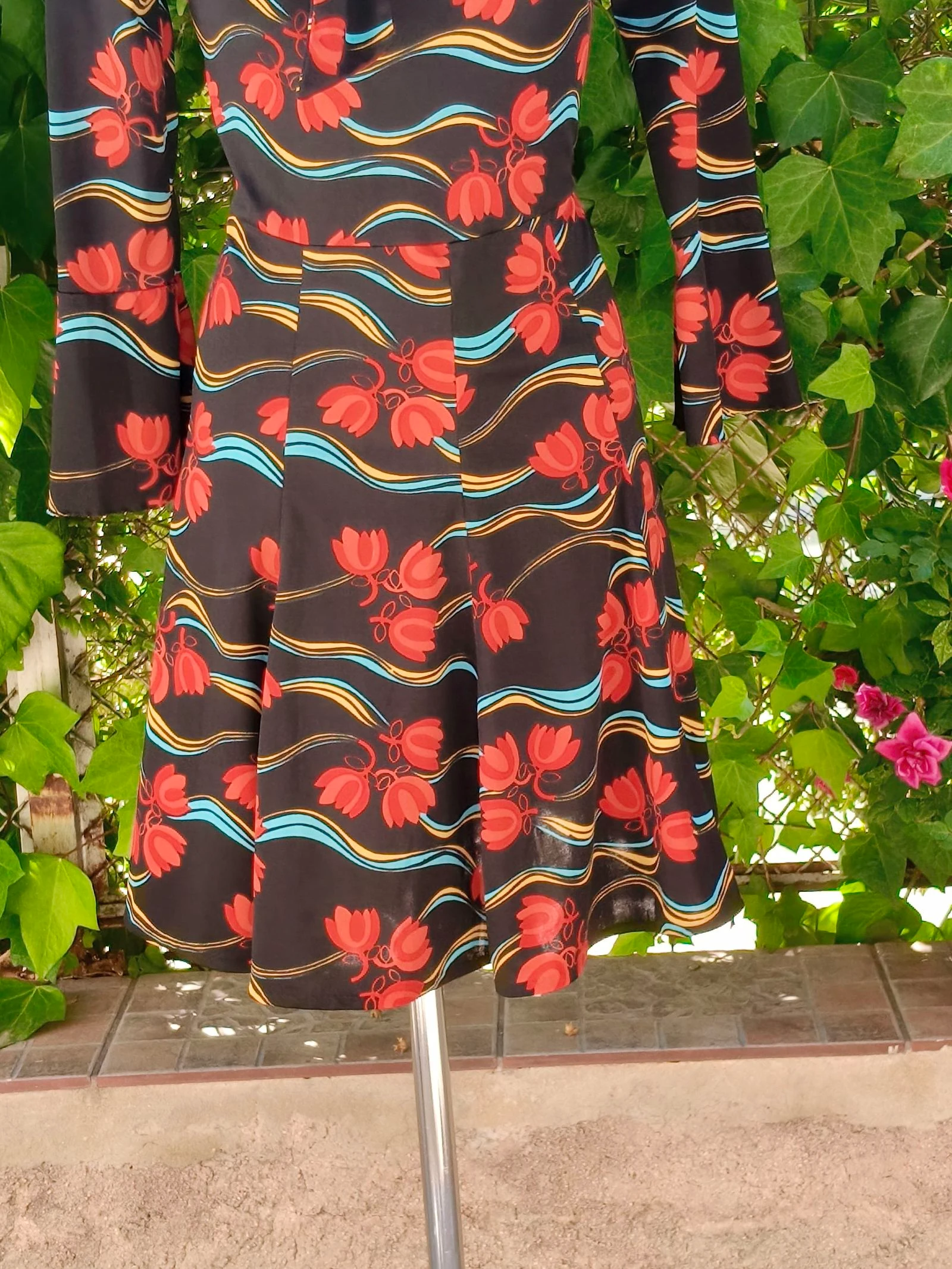 Vintage Bloemenjurk met Strik Burca Maat 42 – photo 6